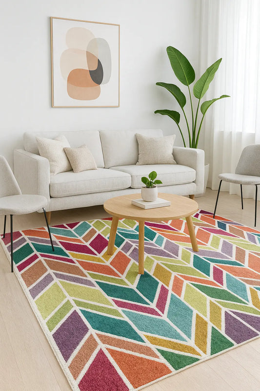 Amber 04 Multi-colour Modern Wool Rug