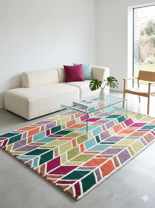 Amber 04 Multi-colour Modern Wool Rug