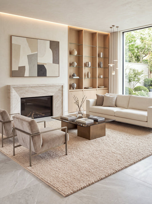 Kohi-Noor Beige Wool Rug