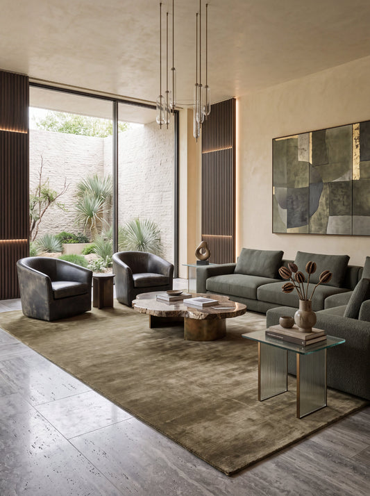 Shine Sage Plain Silky Rug