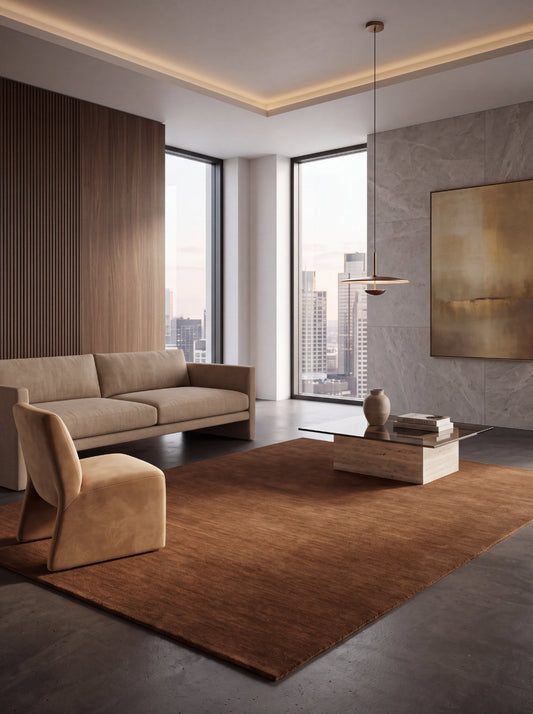 Zen Taupe Plain Wool Rug