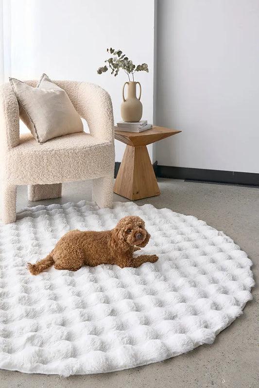 Bubble White Round - Machine Washable Rug - RugSpot