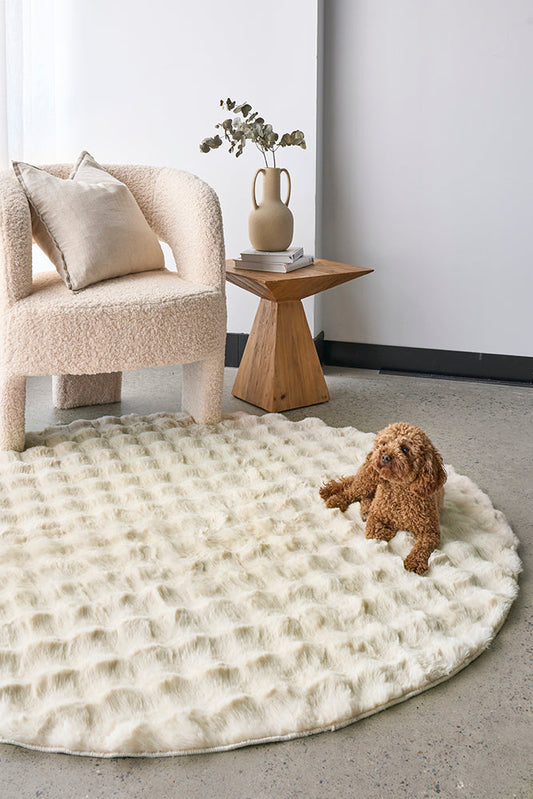 Bubble Natural Round - Machine Washable Rug