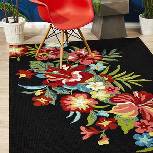 Copacabana Kelsey Bouquet Black Indoor Outdoor Rug