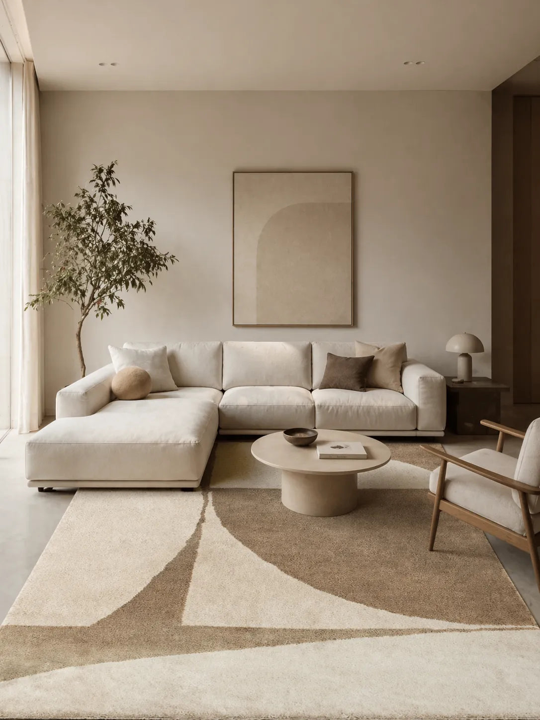 Carina Ivory Beige Wool Rug