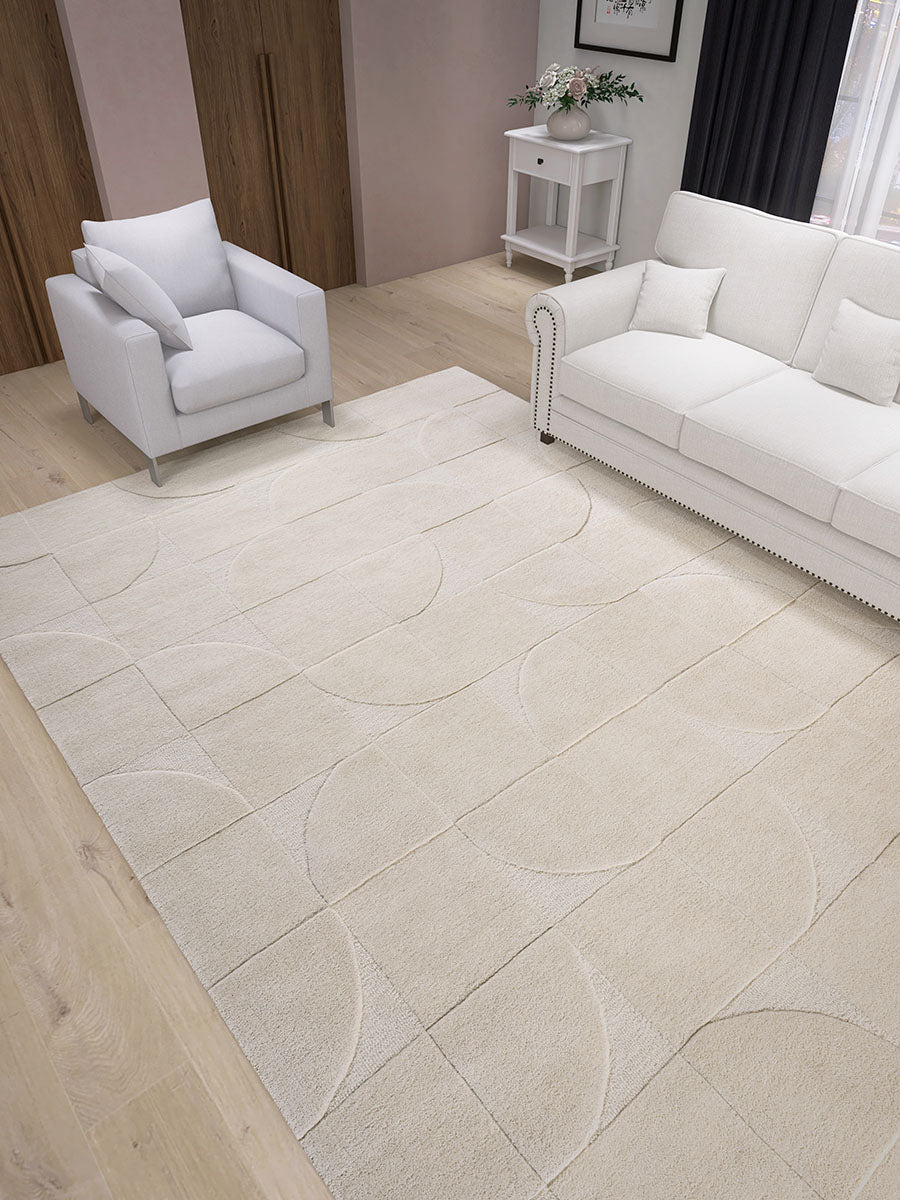 Claude 576 White Modern Wool Rug