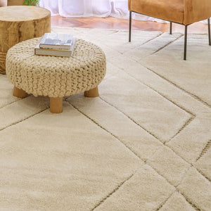 Cream Beige Liege Power-Loomed Rug