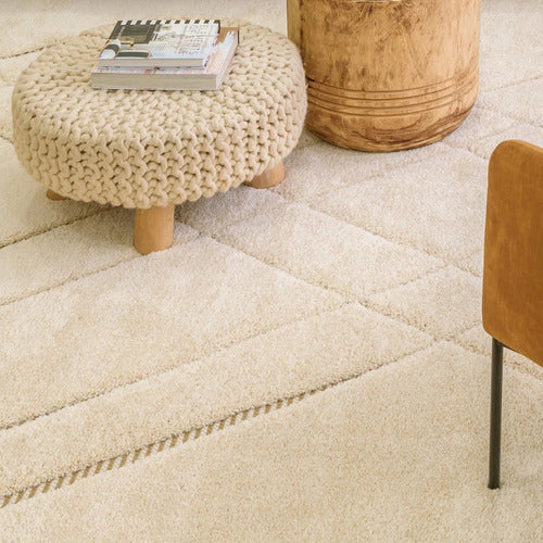 Cream Beige Liege Power-Loomed Rug
