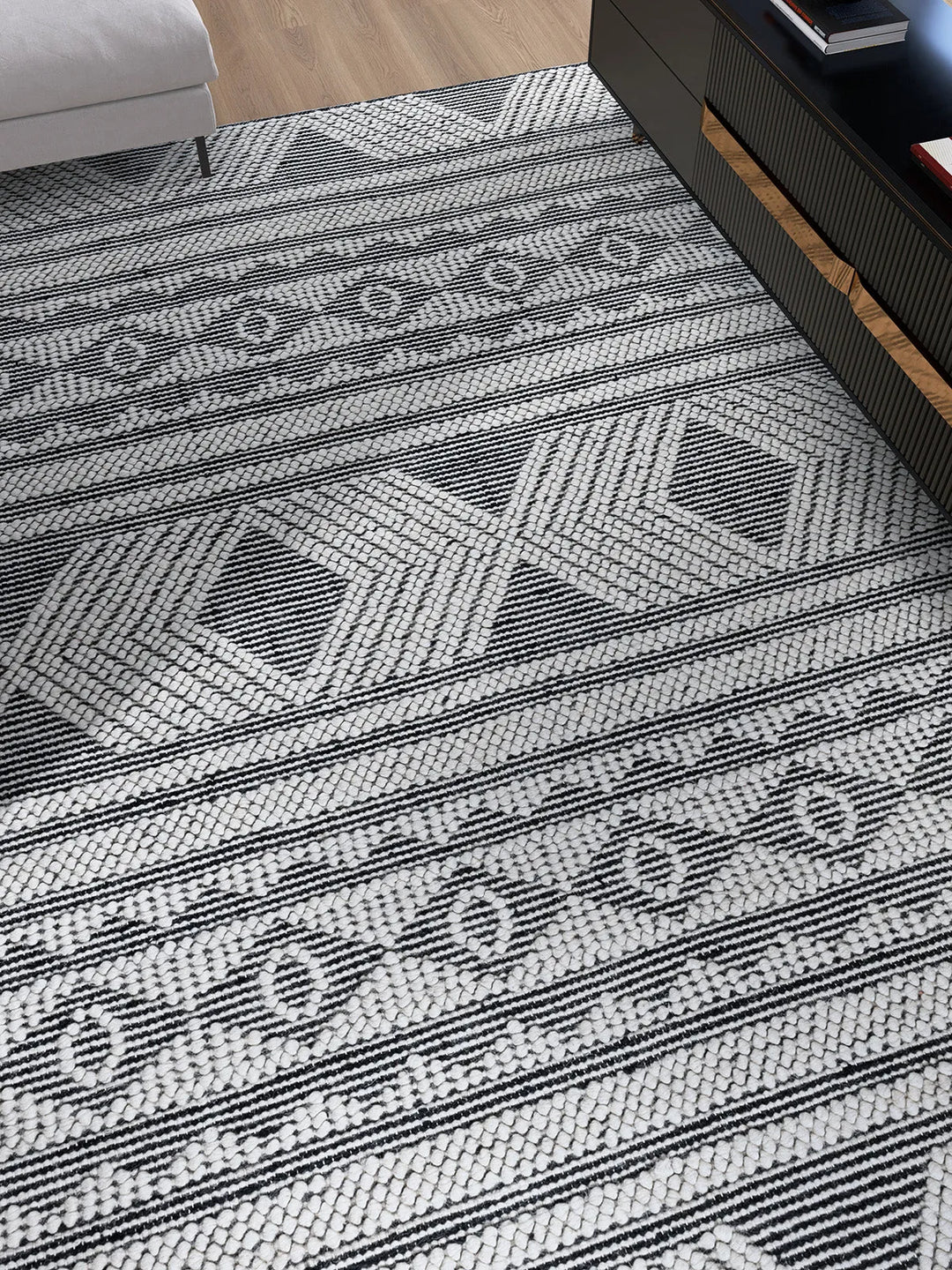 Ella 345 Black Modern Wool Rug - RugSpot