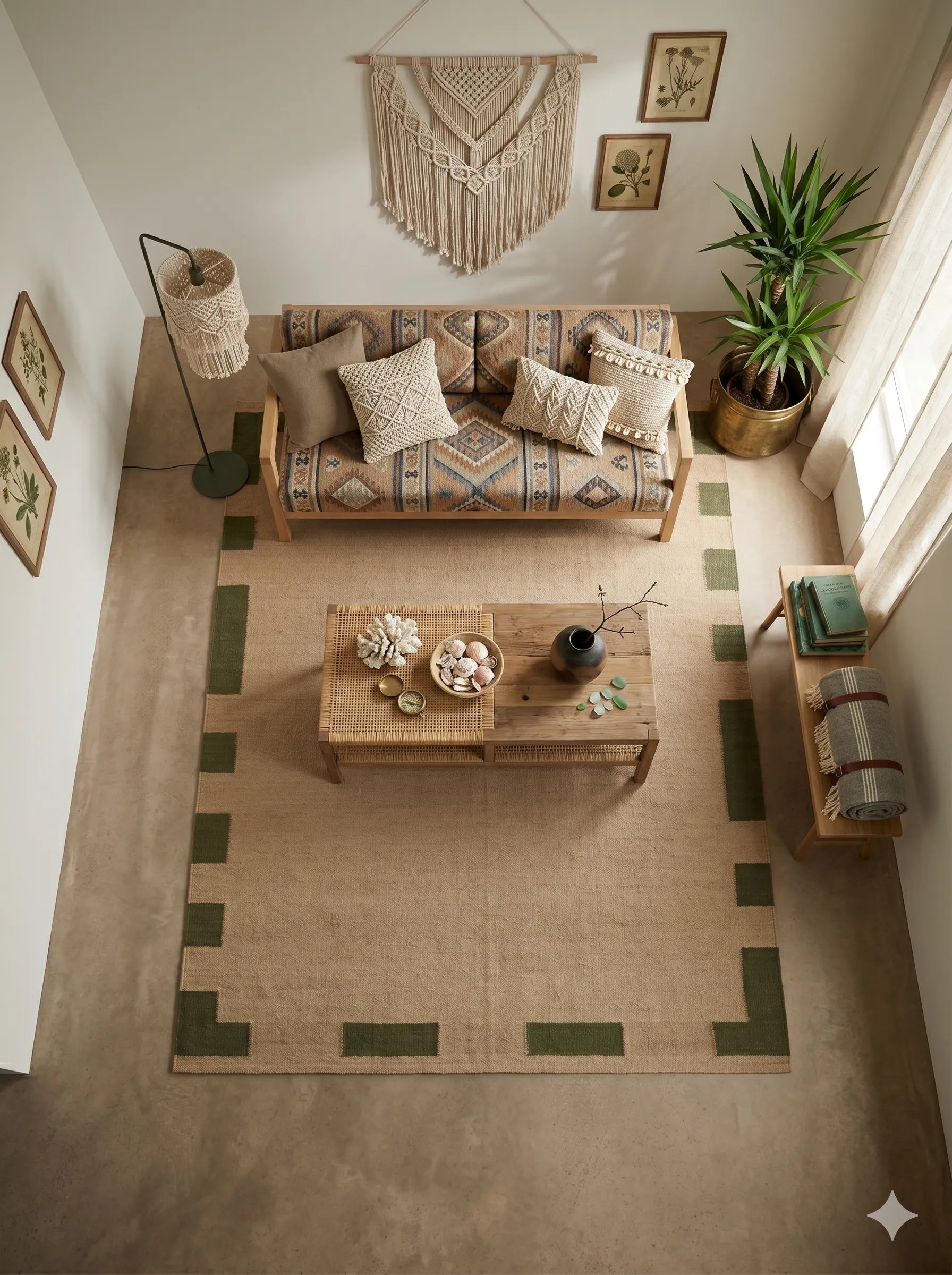 Carlton Natural Green Jute Rug