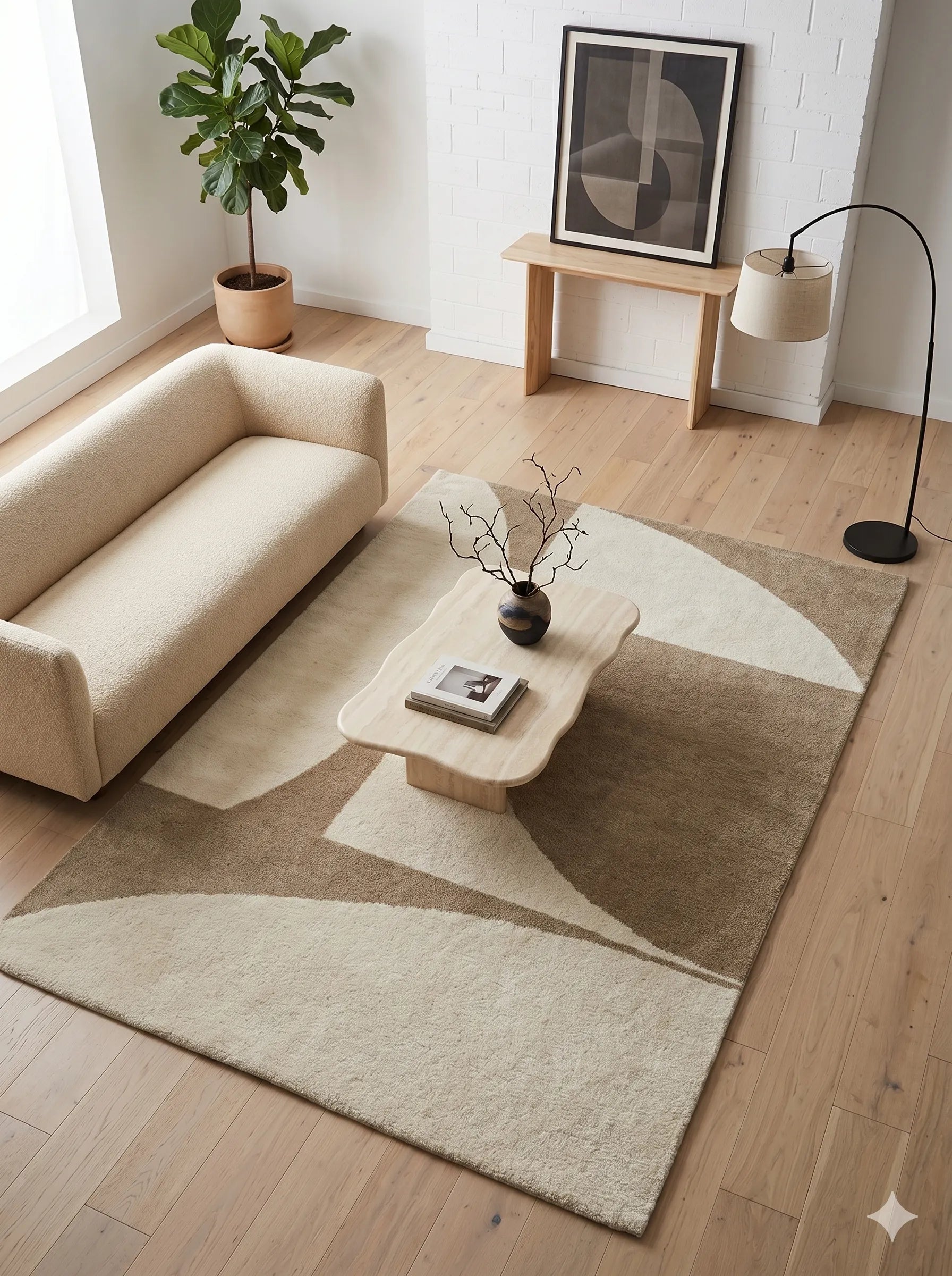 Carina Ivory Beige Wool Rug