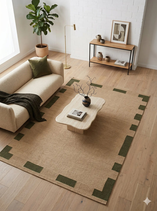 Carlton Natural Green Jute Rug