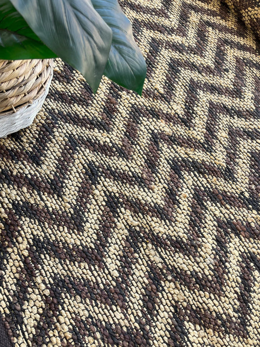 Waves Brown Jute Rug