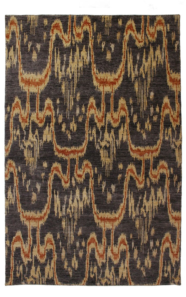 Ikat 833 Black Modern Wool Rug