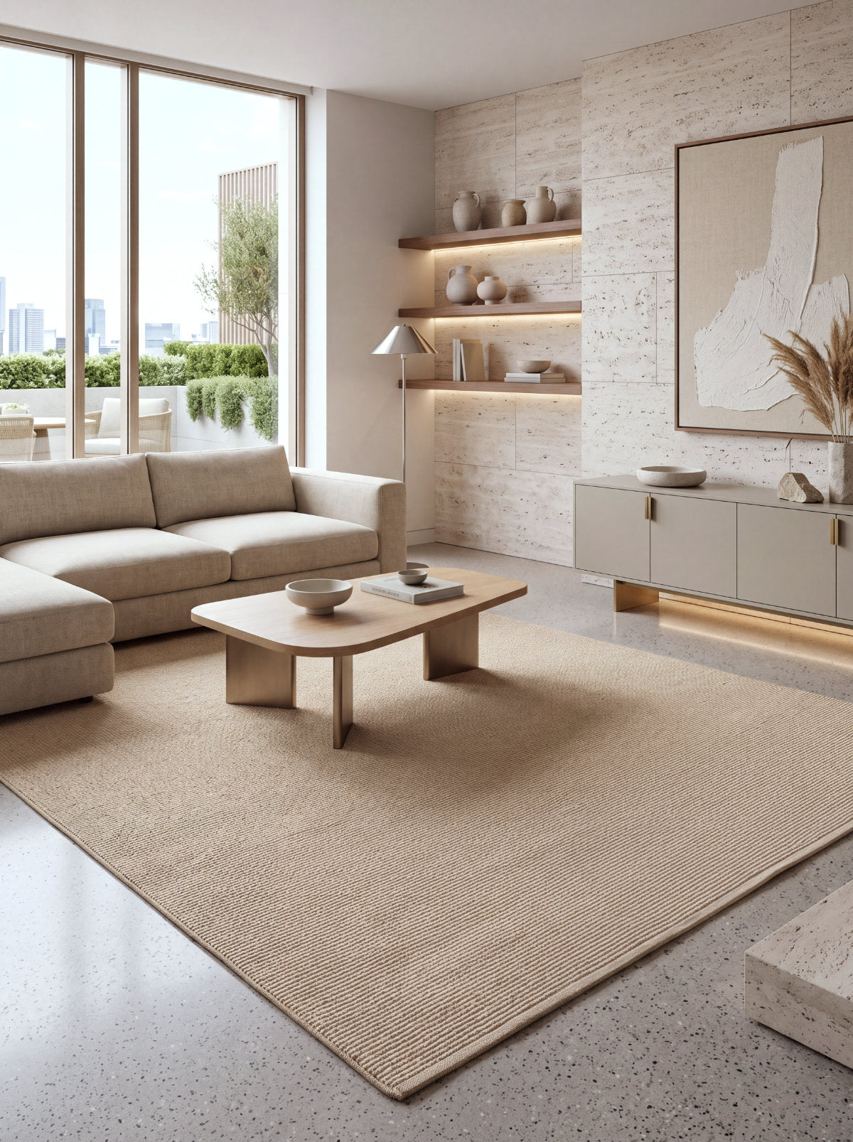 Raja Beige Wool RUg