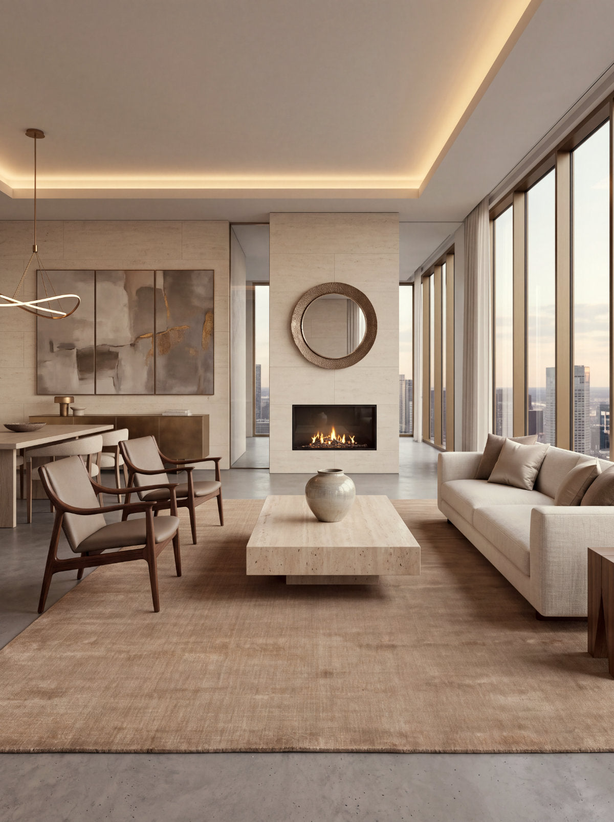 Shine Beige Plain Silky Rug