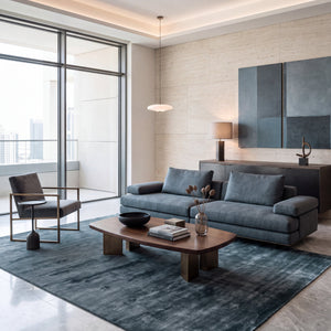 Shine Blue Plain Silky Rug