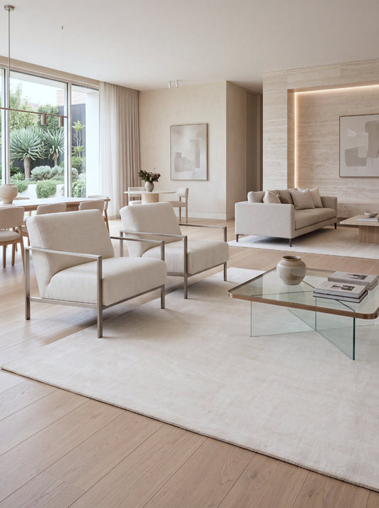 Shine White Plain Silky Rug