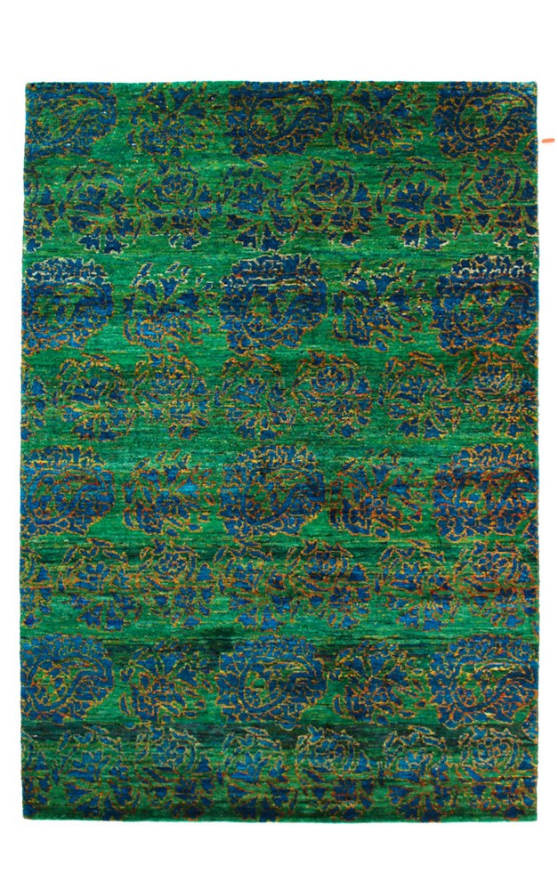 Versa 493 Green Modern Silk Rug