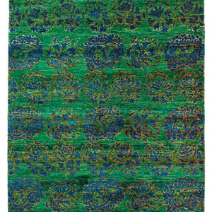 Versa 493 Green Modern Silk Rug