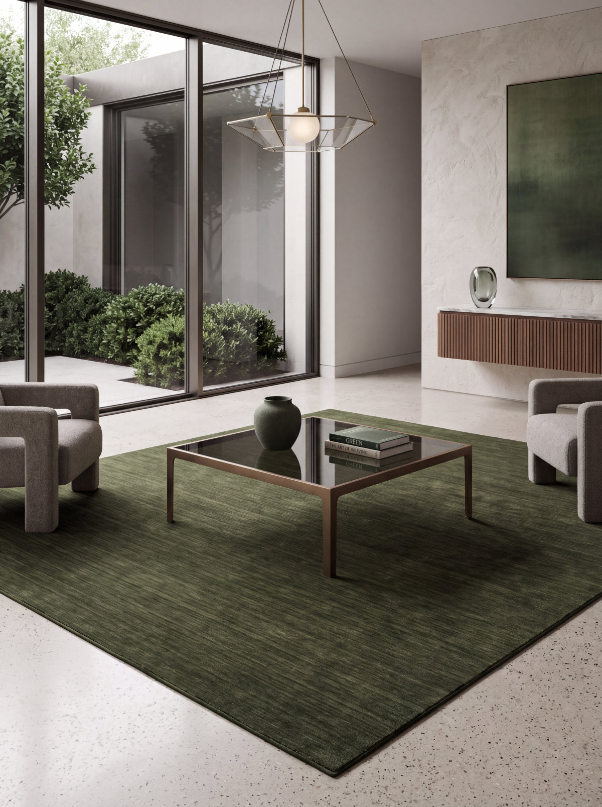 Zen Green Plain Wool Rug
