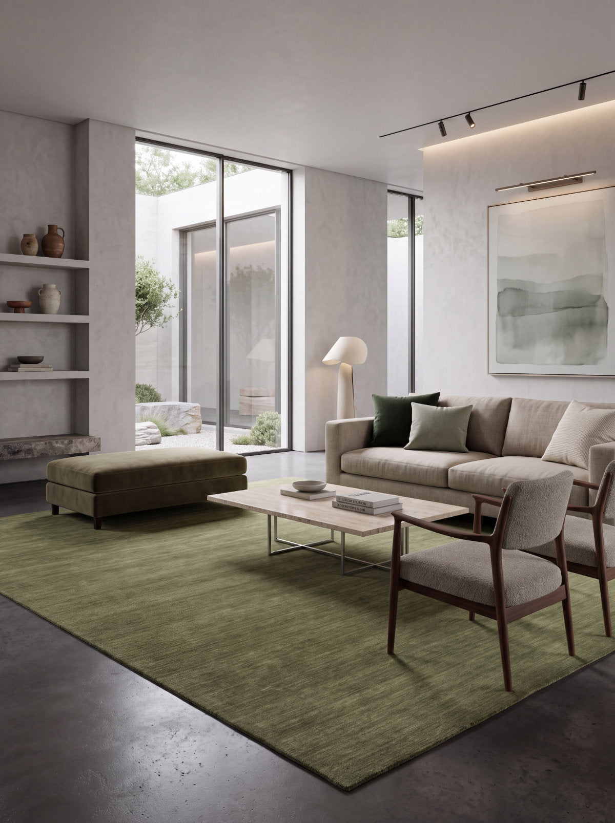 Zen Lt-Green Plain Wool Rug