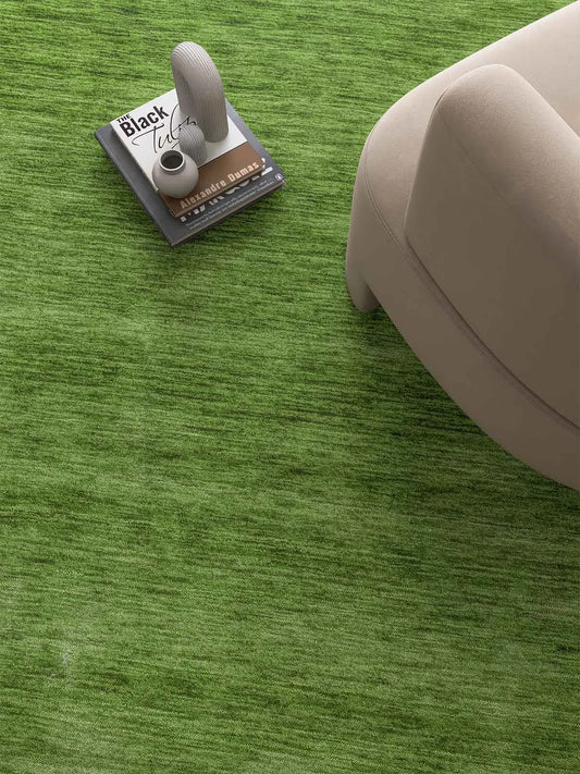 Zen Olive Green Plain Gabbeh Wool Rug