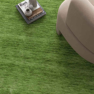 Zen Olive Green Plain Gabbeh Wool Rug - RugSpot