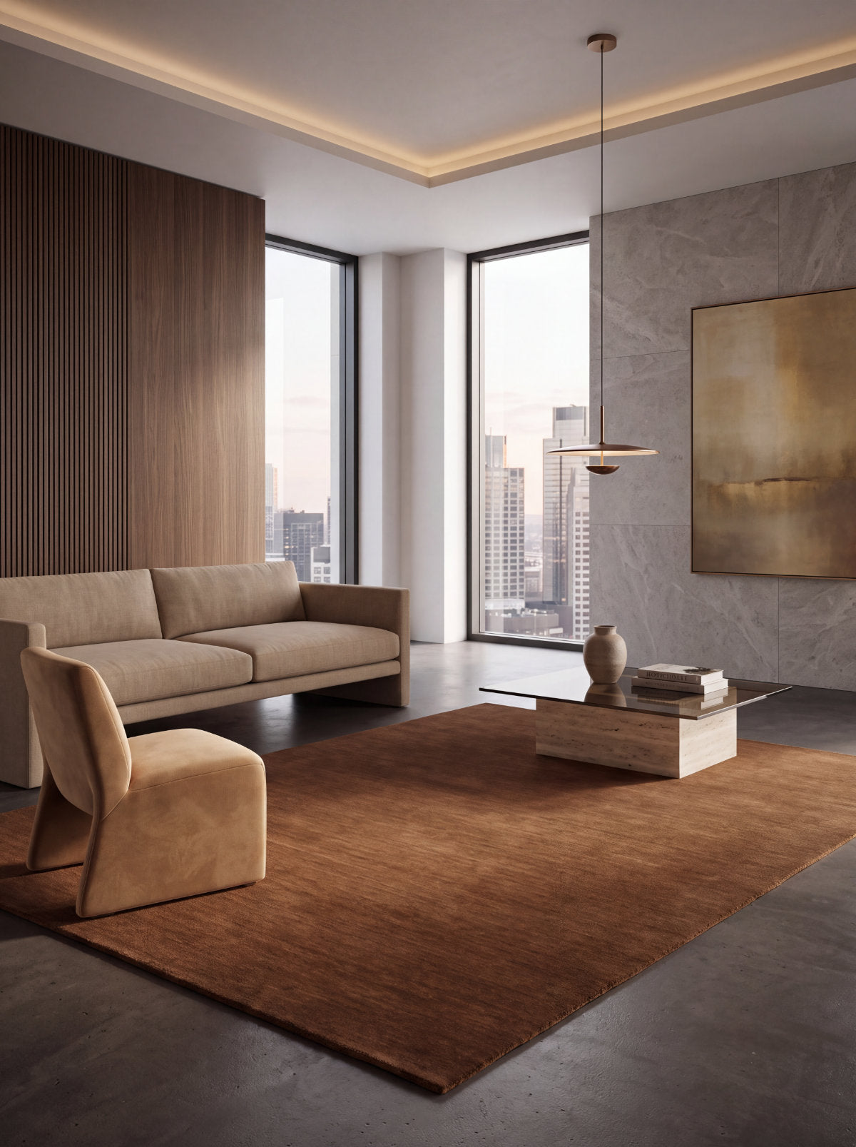Zen Taupe Plain Wool Rug