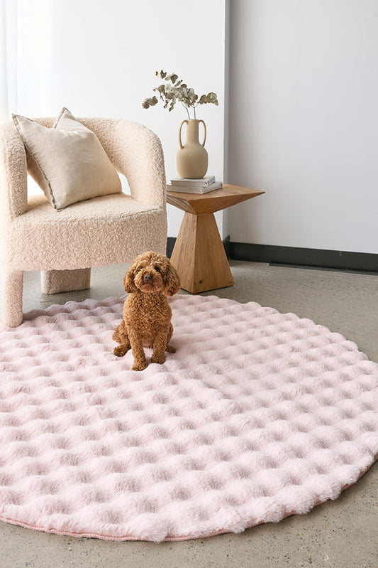 Bubble Blush Round - Machine Washable Rug - RugSpot