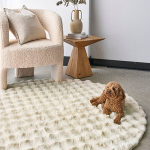 Bubble Natural Round - Machine Washable Rug - RugSpot