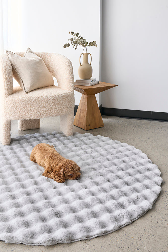 Bubble Silver Round - Machine Washable Rug - RugSpot