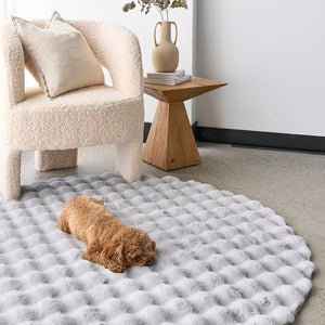 Bubble Silver Round - Machine Washable Rug - RugSpot