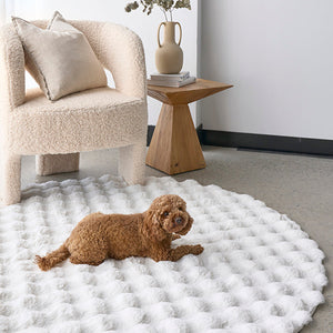 Bubble White Round - Machine Washable Rug - RugSpot