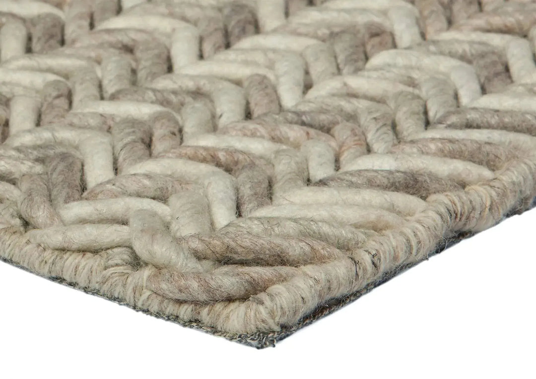 Criss-Cross Latte Modern Wool Rug - RugSpot