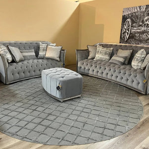 Estelle Lattice Grey Modern Silk Rug - RugSpot