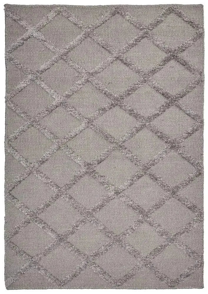 Estelle Lattice Grey Modern Silk Rug - RugSpot