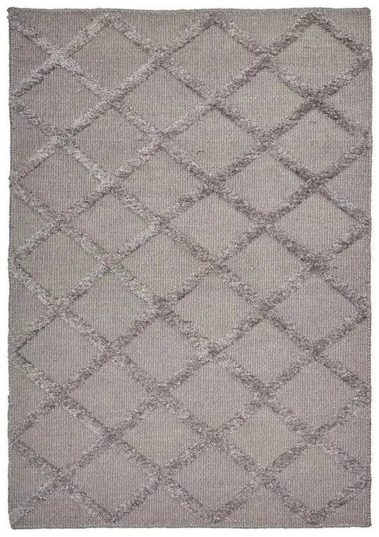 Estelle Lattice Grey Modern Silk Rug - RugSpot