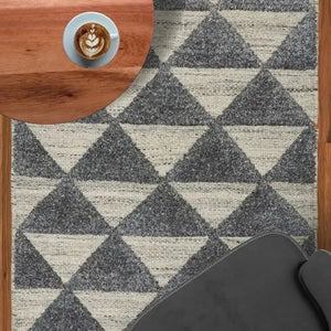 Estelle Peaks Ash Modern Silk Rug - RugSpot