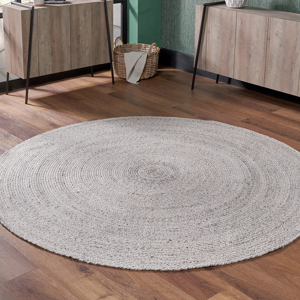 Fortuna Silver Round Rug - RugSpot