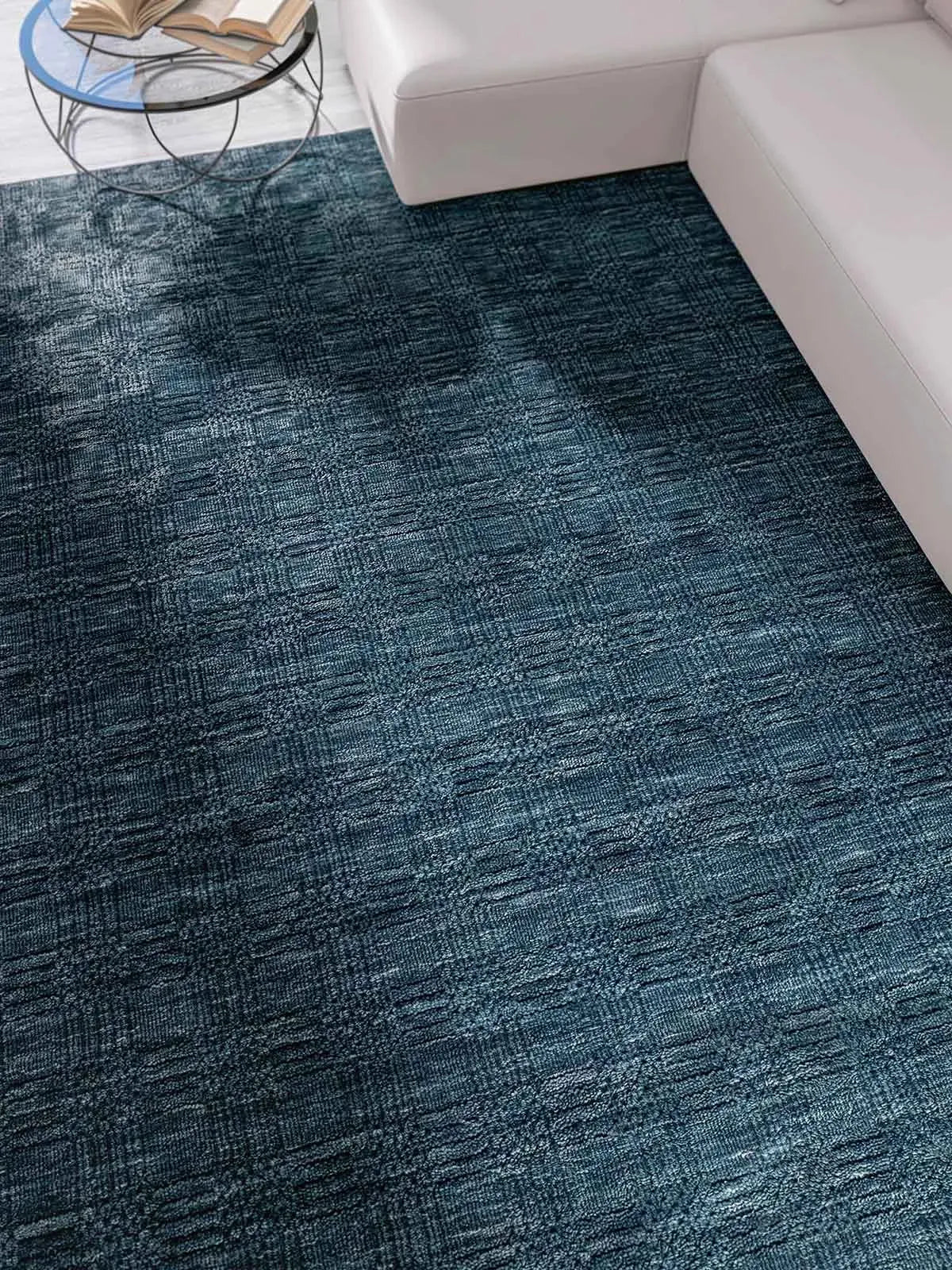 Grass-weave Blue Wool Rug - RugSpot