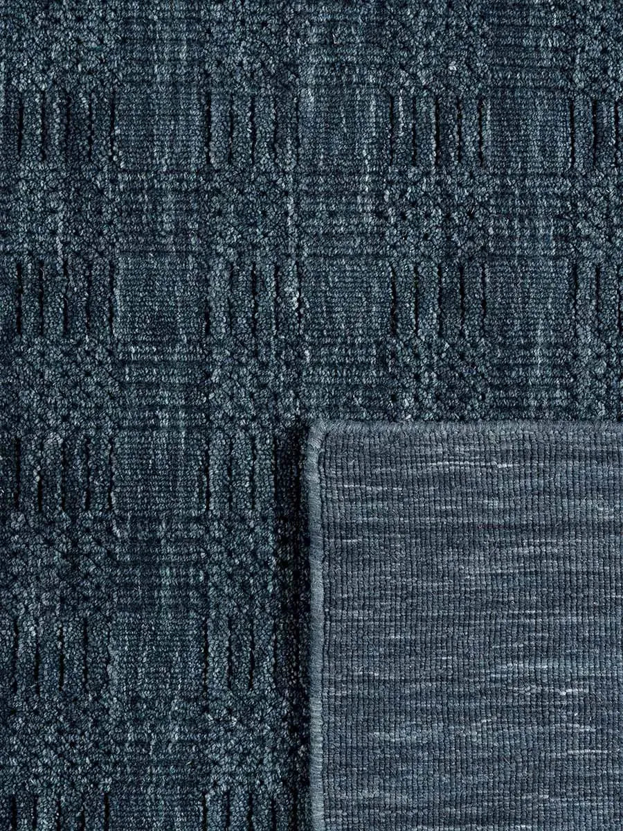 Grass-weave Blue Wool Rug - RugSpot