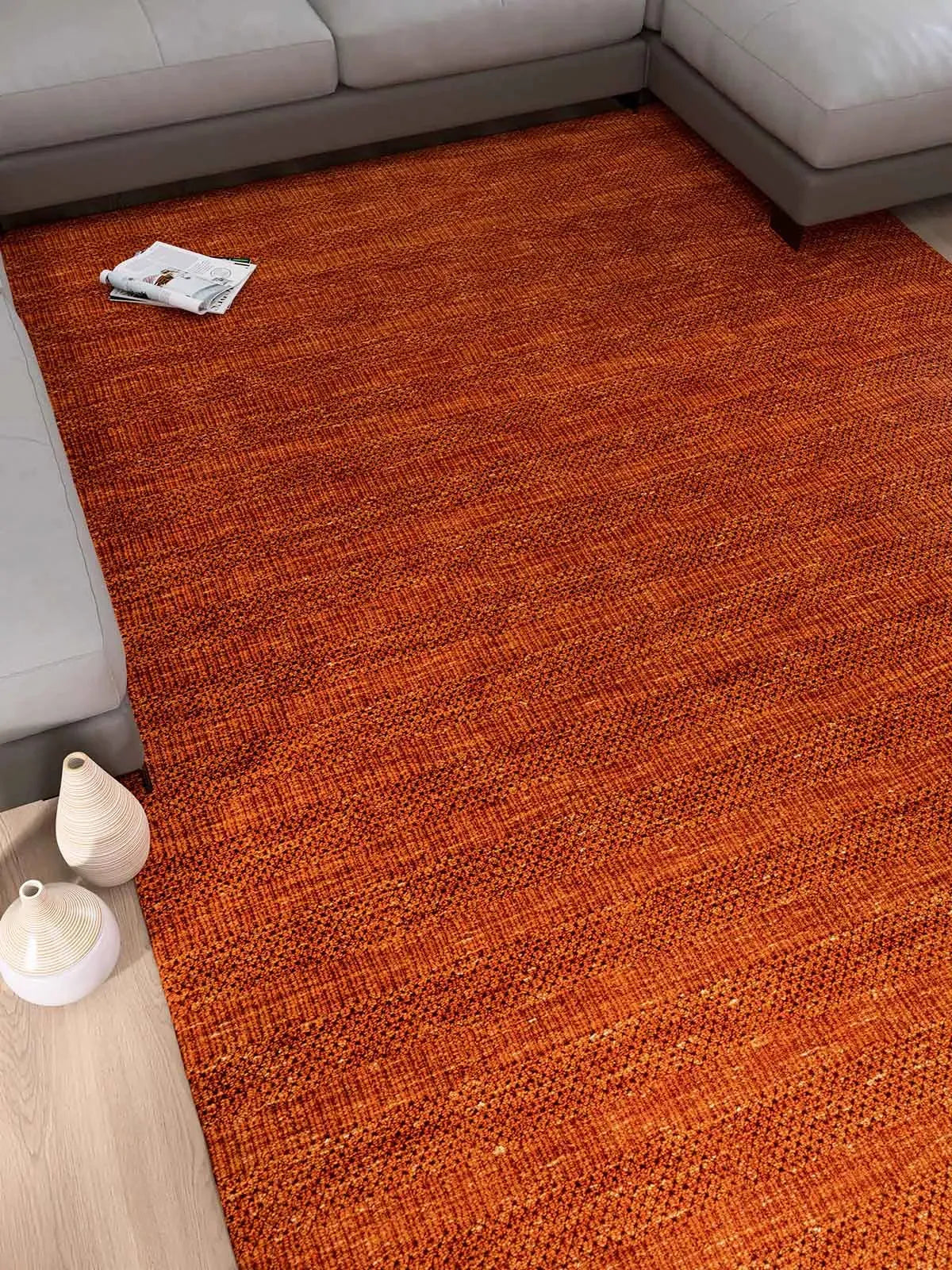 Grass-weave Terracotta Wool Rug - RugSpot