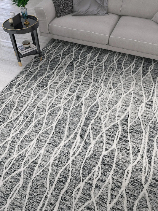 Loop 300 Grey Modern Wool Rug - RugSpot