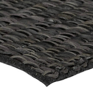 Rockport Black Modern Leather Rug - RugSpot