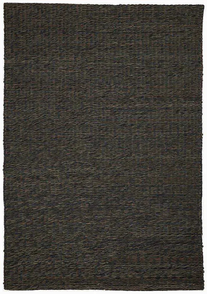 Rockport Black Modern Leather Rug - RugSpot