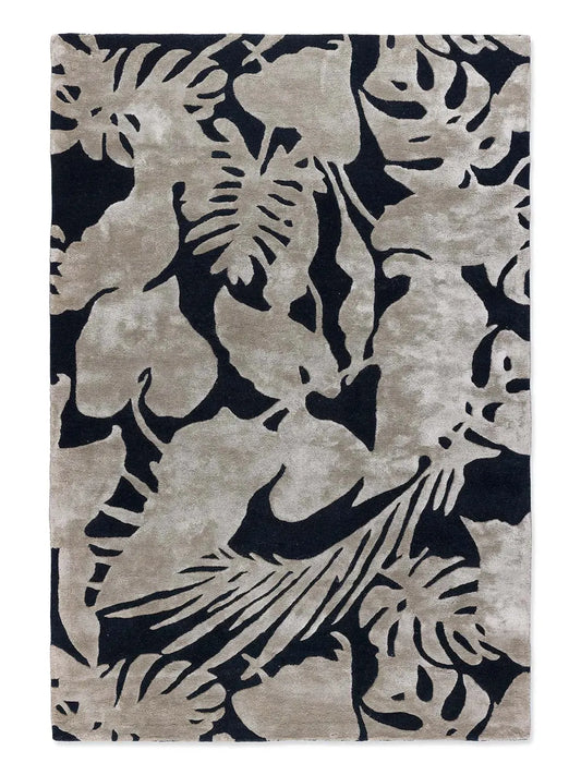 Tropics Black Modern Wool Rug - RugSpot