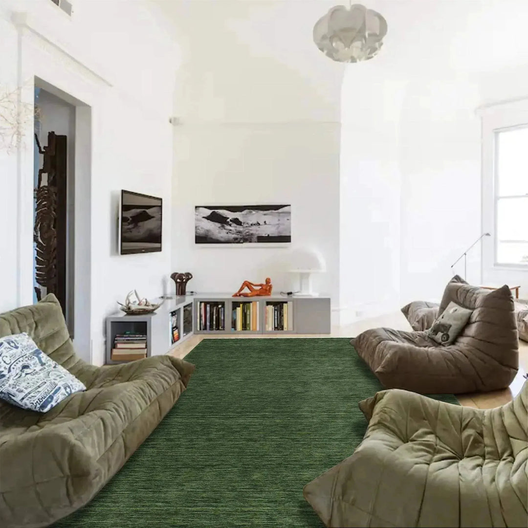 Zen Olive Green Plain Gabbeh Wool Rug - RugSpot