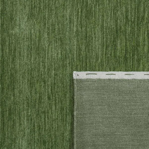 Zen Olive Green Plain Gabbeh Wool Rug - RugSpot