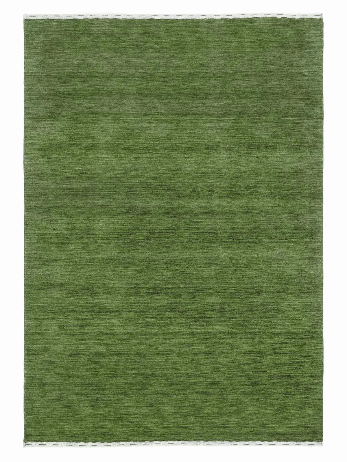 Zen Olive Green Plain Gabbeh Wool Rug - RugSpot